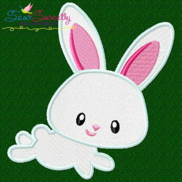 Easter Bunny Boy Jumping Embroidery Design Pattern-1