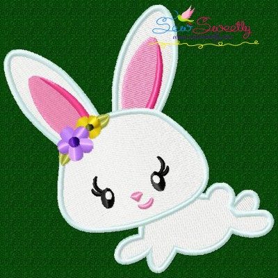 Easter Bunny Girl Jumping Embroidery Design Pattern-1