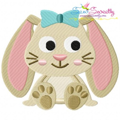 Easter Sitting Bunny Girl Embroidery Design Pattern-1