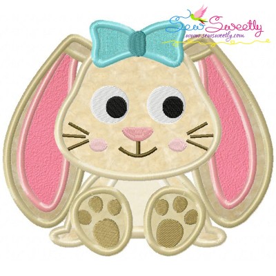 Easter Sitting Bunny Girl Applique Design Pattern-1