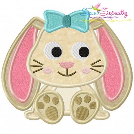 Easter Sitting Bunny Girl Applique Design- 1