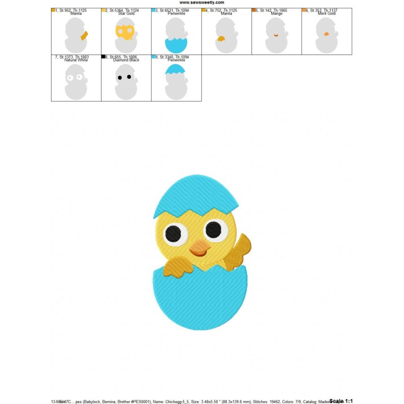 Egghead Designs Easter Chick Egg Embroidery Design Pattern