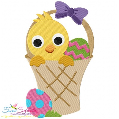Easter Chick Basket Embroidery Design Pattern-1