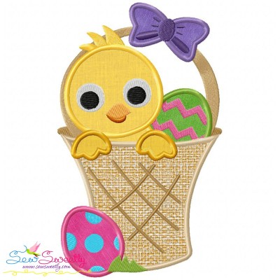 Easter Chick Basket Applique Design Pattern-1