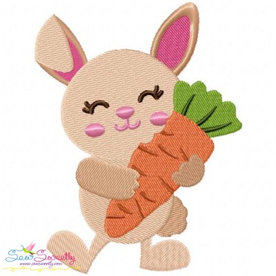 Easter Bunny With Carrot Embroidery Design Pattern-1