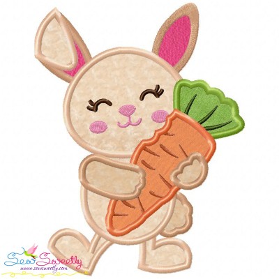 Easter Bunny With Carrot Applique Design Pattern-1