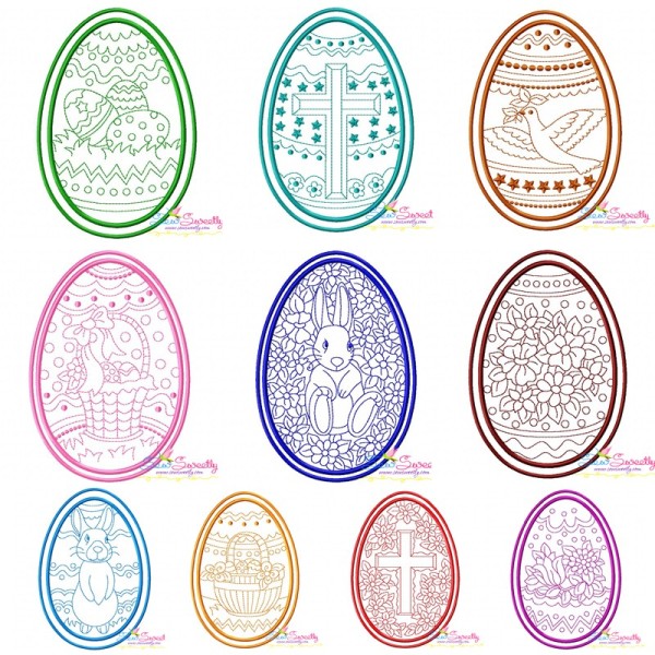 Bean Stitch Artistic Easter Eggs Embroidery Design Bundle-1