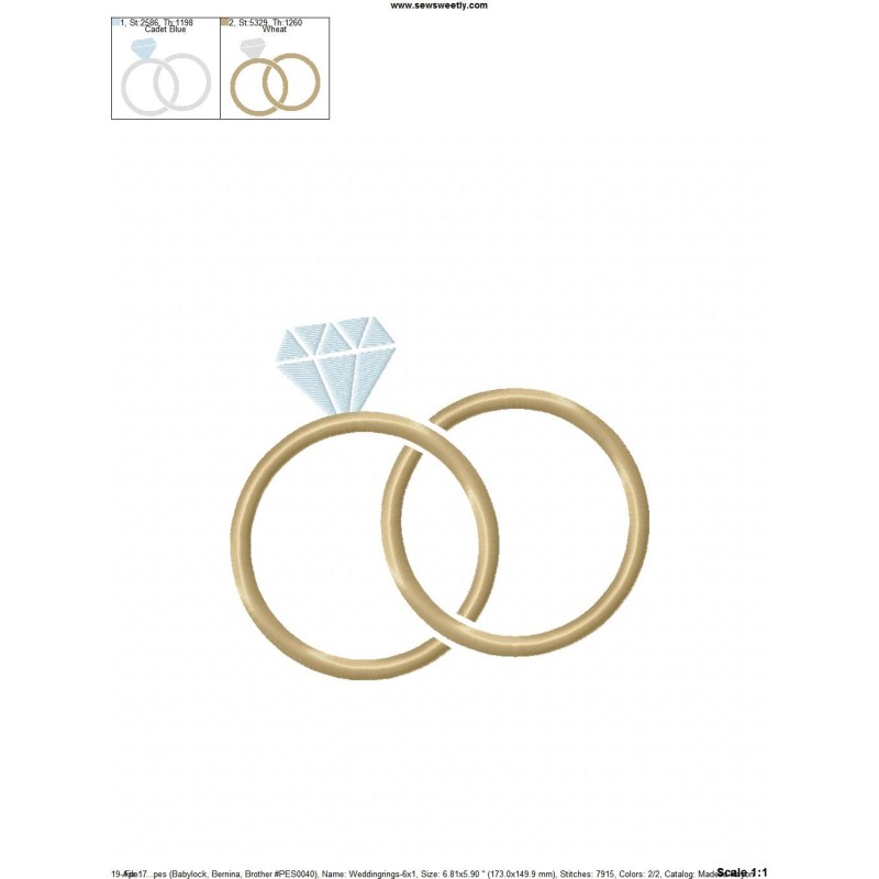 Wedding Rings Embroidery Design Pattern