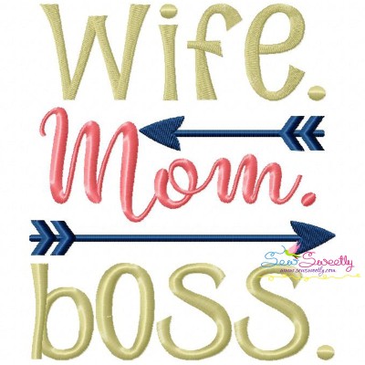 Wife Mom Boss Embroidery Design Pattern-1