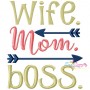 Wife Mom Boss Embroidery Design Pattern-1