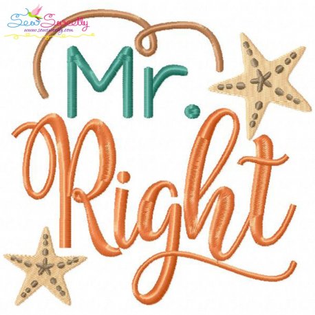 Mr. Right-2 Embroidery Design Pattern-1