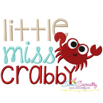 Little Miss Crabby Embroidery Design Pattern-1