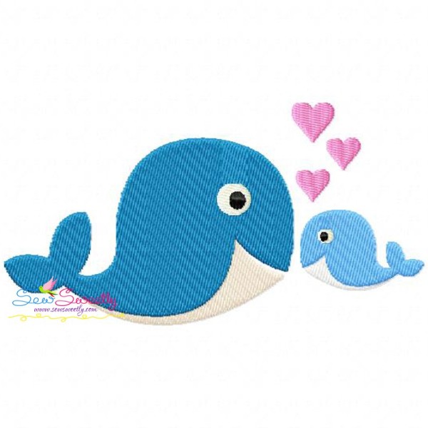 Whale Mom And Baby Embroidery Design Pattern-1