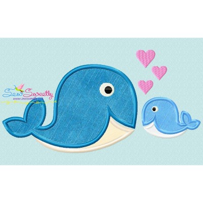 Whale Mom And Baby Applique Design Pattern-1
