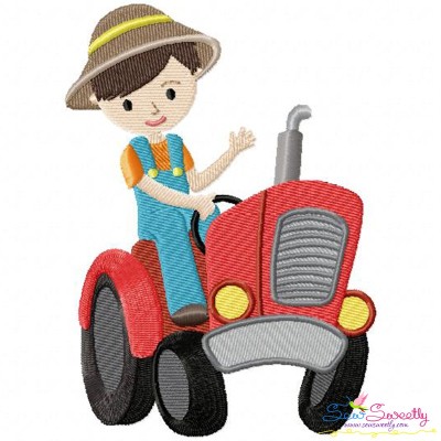 Farmer Boy Tractor Embroidery Design Pattern-1