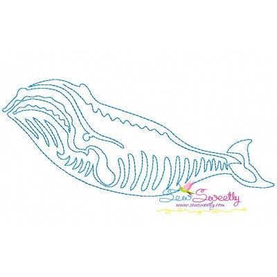 One Line Bean Stitch Blue Whale Embroidery Design Pattern-1