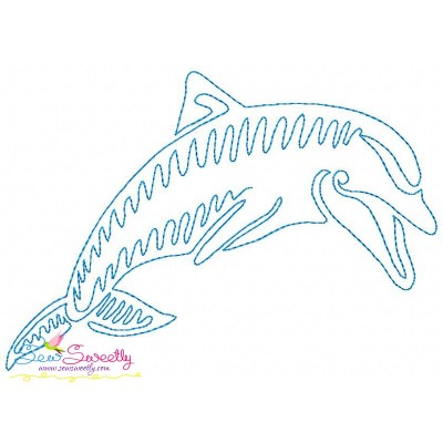 One Line Bean Stitch Dolphin Embroidery Design Pattern-1