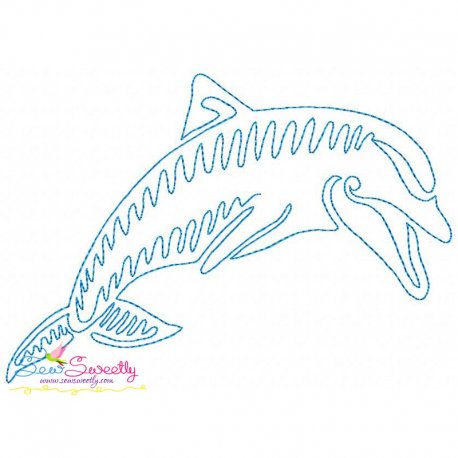 One Line Bean Stitch Dolphin Embroidery Design Pattern