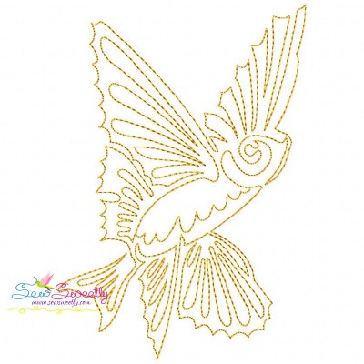One Line Bean Stitch Gold Fish Embroidery Design Pattern-1