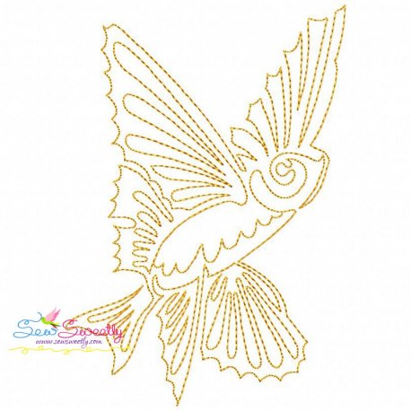 One Line Bean Stitch Gold Fish Embroidery Design- 1