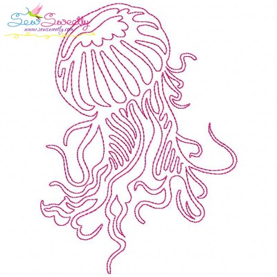 One Line Bean Stitch Jellyfish Embroidery Design Pattern-1