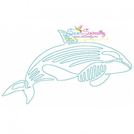 One Line Bean Stitch Killer Whale Embroidery Design- 1
