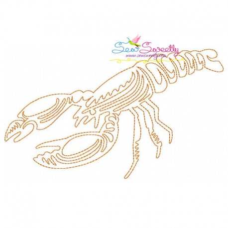 One Line Bean Stitch Lobster Embroidery Design Pattern