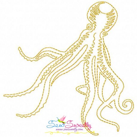 One Line Bean Stitch Octopus Embroidery Design Pattern