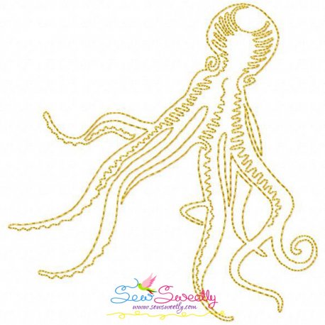 One Line Bean Stitch Octopus Embroidery Design- 1