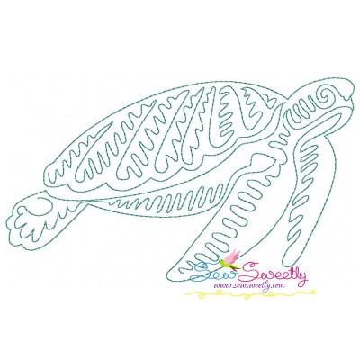 One Line Bean Stitch Sea Turtle Embroidery Design Pattern-1