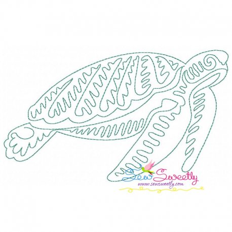 One Line Bean Stitch Sea Turtle Embroidery Design- 1