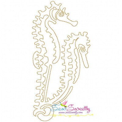 One Line Bean Stitch Seahorse Embroidery Design Pattern-1