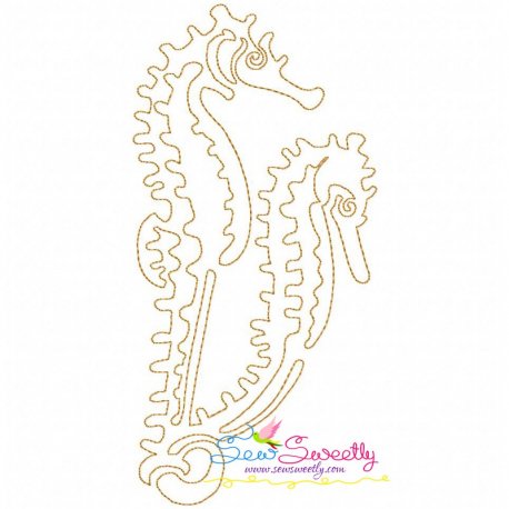 One Line Bean Stitch Seahorse Embroidery Design- 1