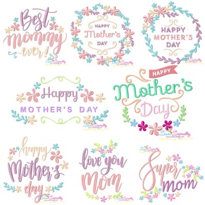 Mother's Day Floral Embroidery Design Pattern Bundle-1