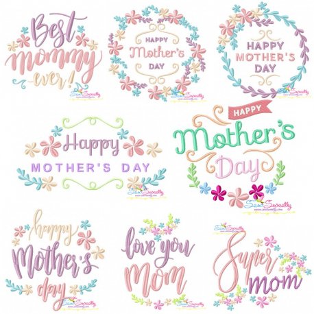 Mother's Day Floral Embroidery Design Bundle- 1