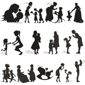 Mother's Day Silhouette Embroidery Design Bundle-1