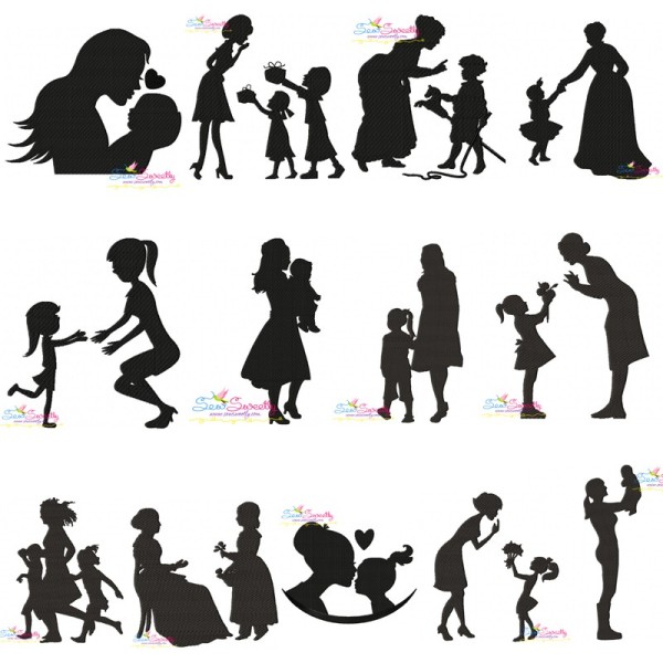 Mother's Day Silhouette Embroidery Design Bundle-1