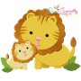 Lion Mom And Baby Embroidery Design Pattern-1