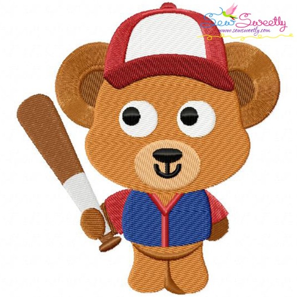 Baseball Bear Embroidery Design Pattern-1