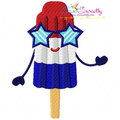 Red White Blue Popsicle Embroidery Design Pattern-1