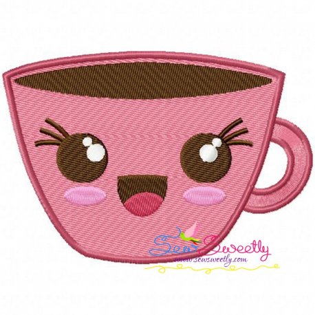 Kawaii Coffee Cup Embroidery Design Pattern