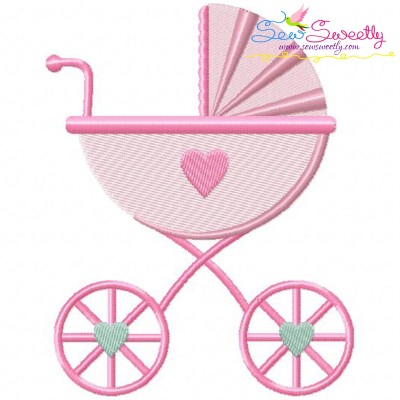 Baby Girl Stroller Embroidery Design Pattern-1