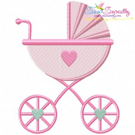 Baby Girl Stroller Embroidery Design Pattern