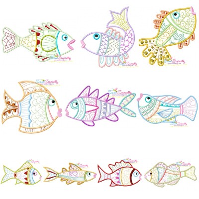 Magic Fishes Embroidery Design Pattern Bundle-1