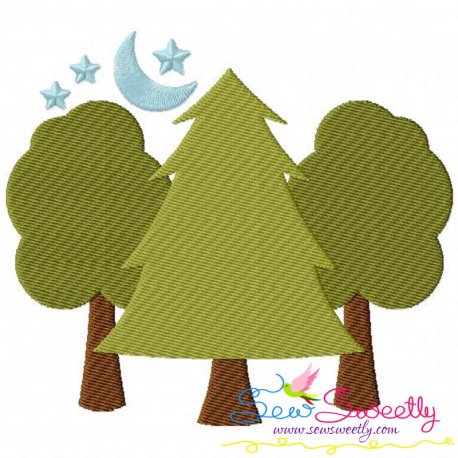 Camping Trees Embroidery Design Pattern-1