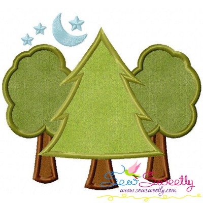 Camping Trees Applique Design Pattern-1