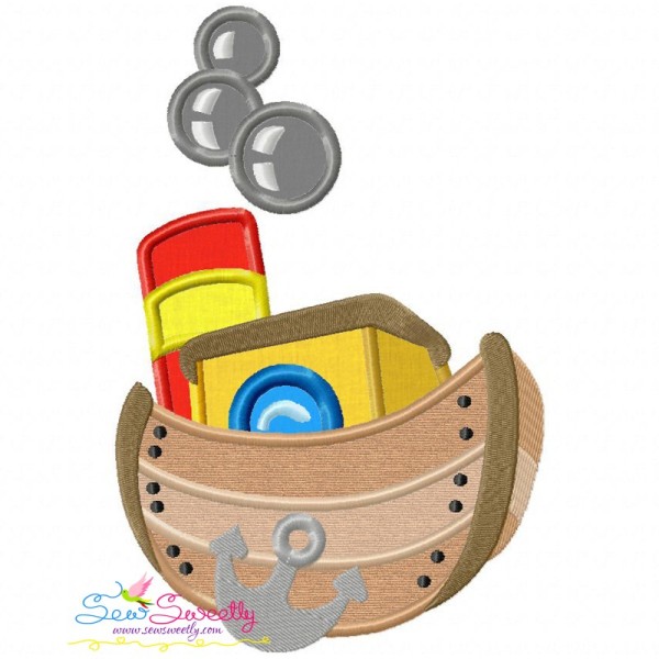 Colorful Fishing Boat-5 Applique Design Pattern-1