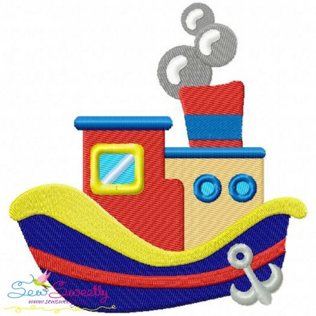 Colorful Fishing Boat-4 Embroidery Design Pattern-1