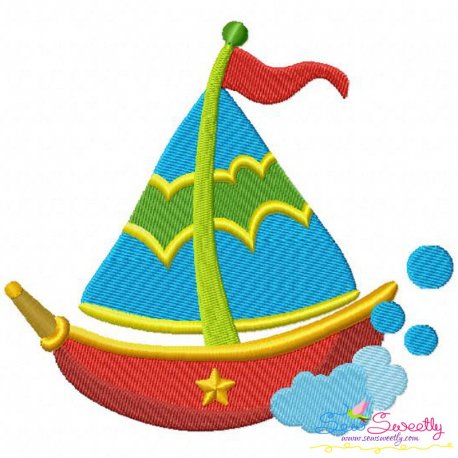 Colorful Fishing Boat-2 Embroidery Design Pattern