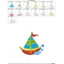 Colorful Fishing Boat-2 Embroidery Design Pattern-2